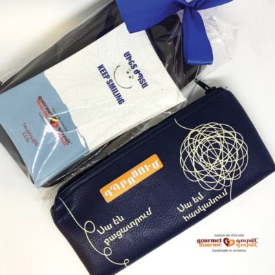 Pen box with chocolate bar